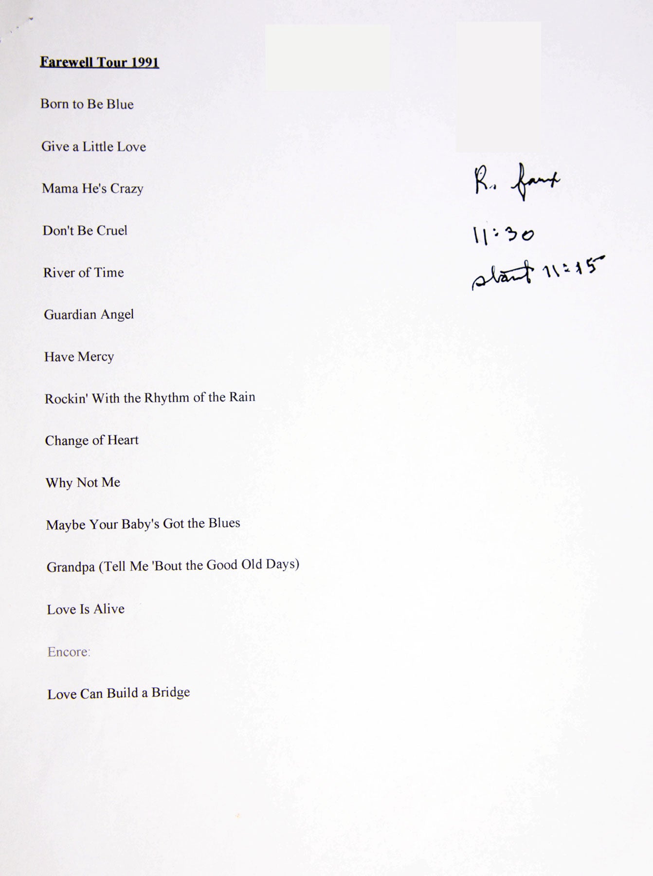 Aerosmith Farewell Tour Setlist