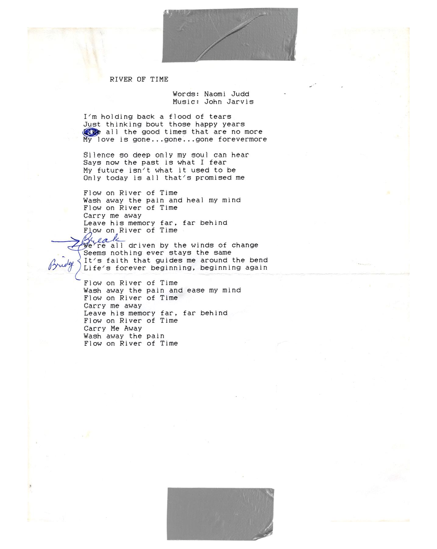 "River of Time" Typed Lyrics